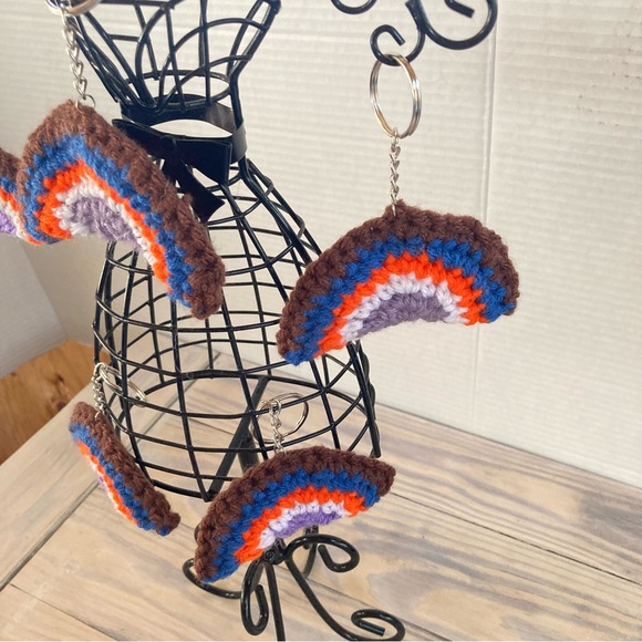 Keychain Rainbow Crochet Pride Charm 3.5 x 2.5 inches - Picture 3 of 10